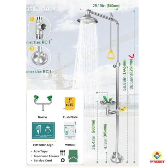 Thiết bị rửa mắt kết hợp tắm khẩn cấp- AZD1104T